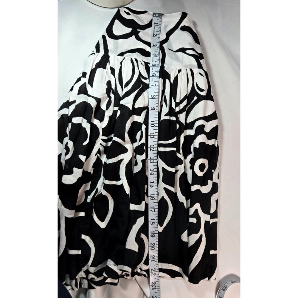 Karen Kane Black/White Skirt Abstract Floral Full Knee Sz 14 Hip Bank Flouncy - Picture 11 of 12
